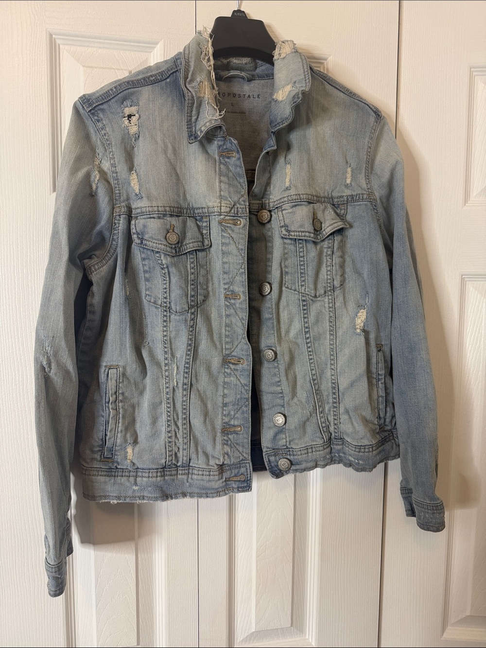 Aeropostale Distressed Light Blue Denim Jacket